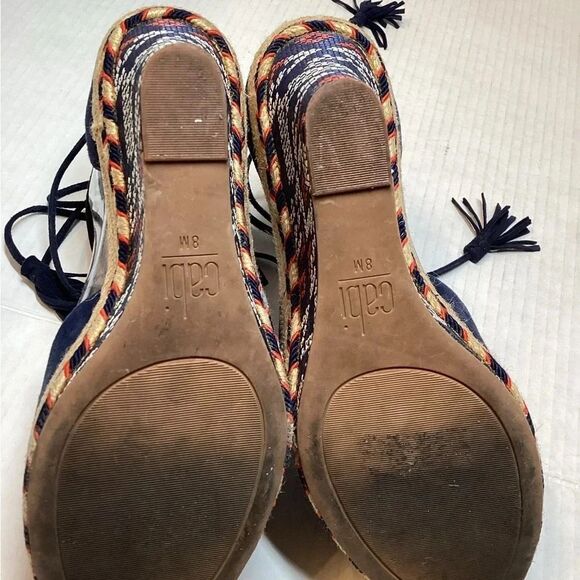Cabi isla‎ espadrille wedged suede sandal navy blue - Picture 7 of 9